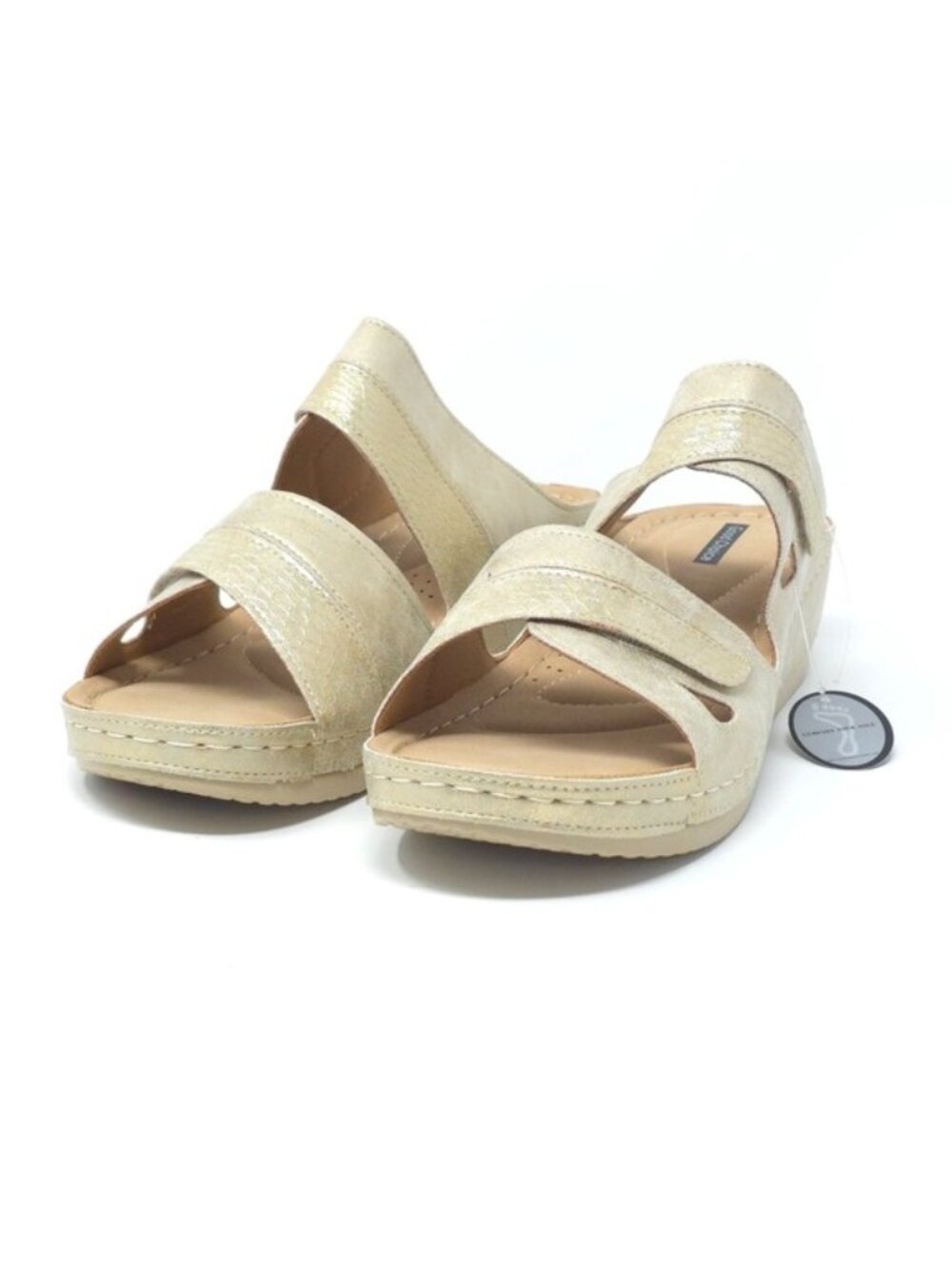 Good Choice Havana Gold Metallic Wedge Slide Sandals Size 10M
